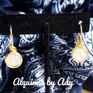 Selenite Gold and Cream Earrings